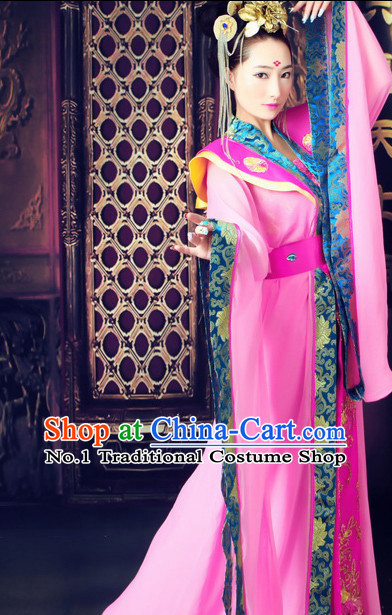 Traditional Chinese Photo Costume Classical Dancing Costume and Hair Accessories Complete Set for Ladies