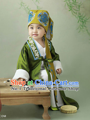 Traditional Chinese Photo Costume Landlord Costumes and Hat Complete Set for Children