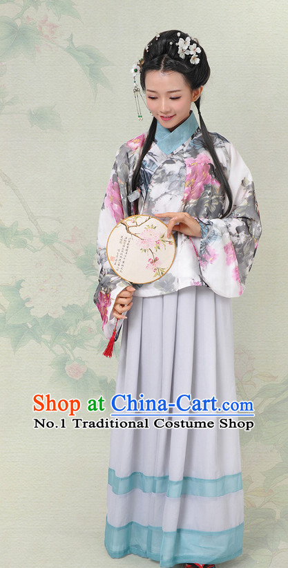 Chinese Hanfu China Shopping Asian Fashion Plus Size Clothing Clothes online Oriental Dresses Ancient Ming Dynasty Costumes and Hair Accessories Complete Set