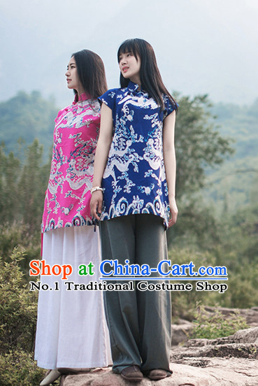 Chinese Traditional Mandarin Dragon Shirt for Women