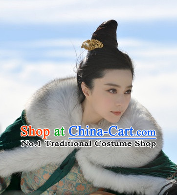 Handmade Chinese Palace Empress Black Wig and Hair Accessories