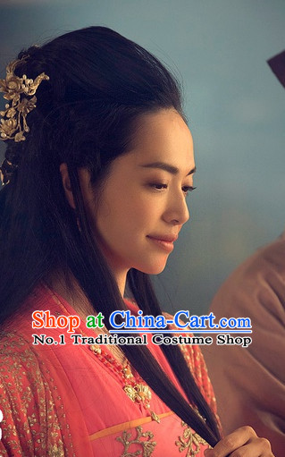 Handmade Chinese Palace Beauty Black Wigs and Hair Ornaments