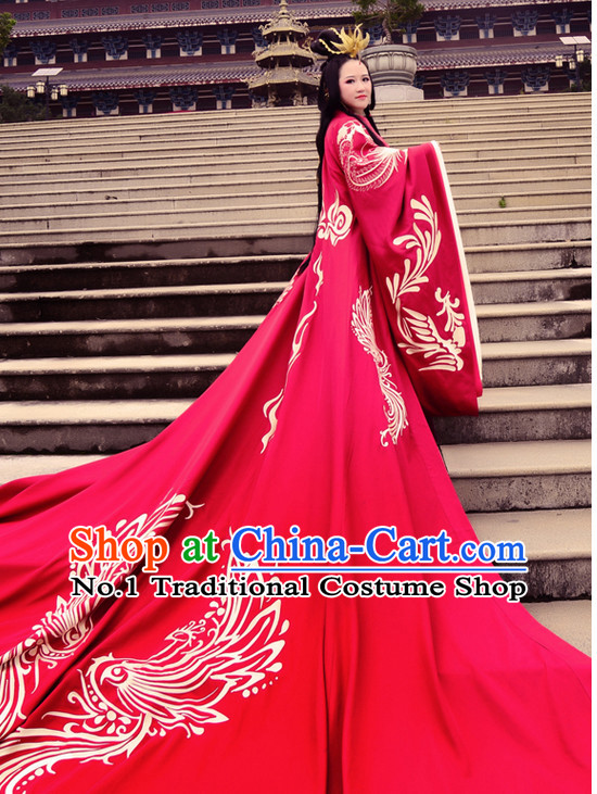 Ancient Chinese Traditional Bridal Wedding Ceremonial Dresses and Headwear Complete Set for Women