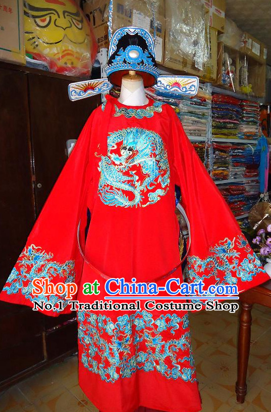 Chinese Ancient Official Costumes and Hat Complete Set for Kids