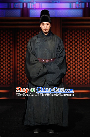 Ancient Korean Prime Minister Costume and Hat Complete Set for Men