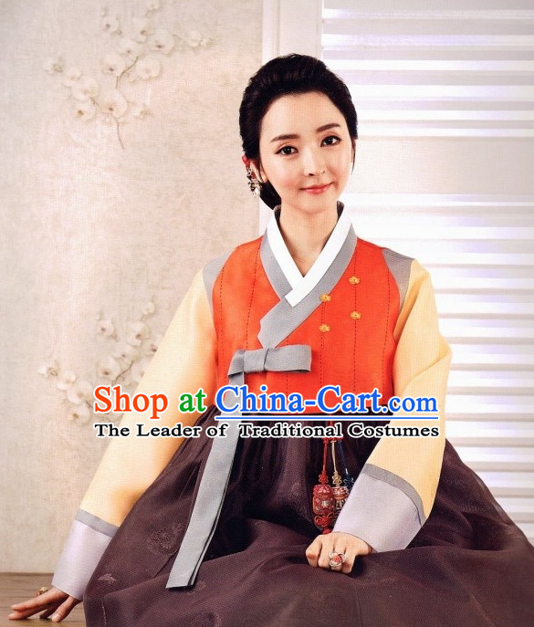 Custom Make Korean Fashion Hanbok and Hair Accessories Complete Set for Ladies