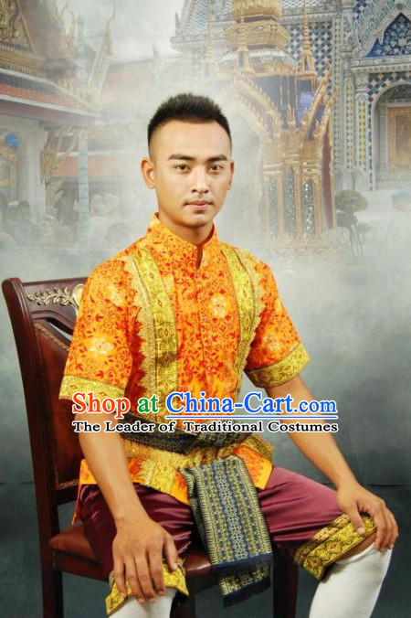 Thailand Traditional Wedding Dresses and Pants Complete Set for Men