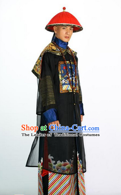 Qing Dynasty Offical Clothes and Hat Complete Set for Men