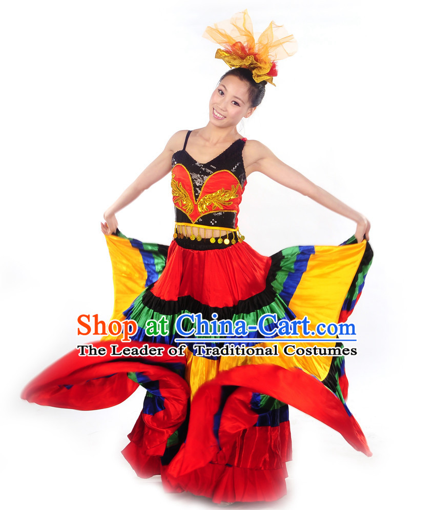 Chinese Minority Yi Dance Clothes Costume Uniforms for Women