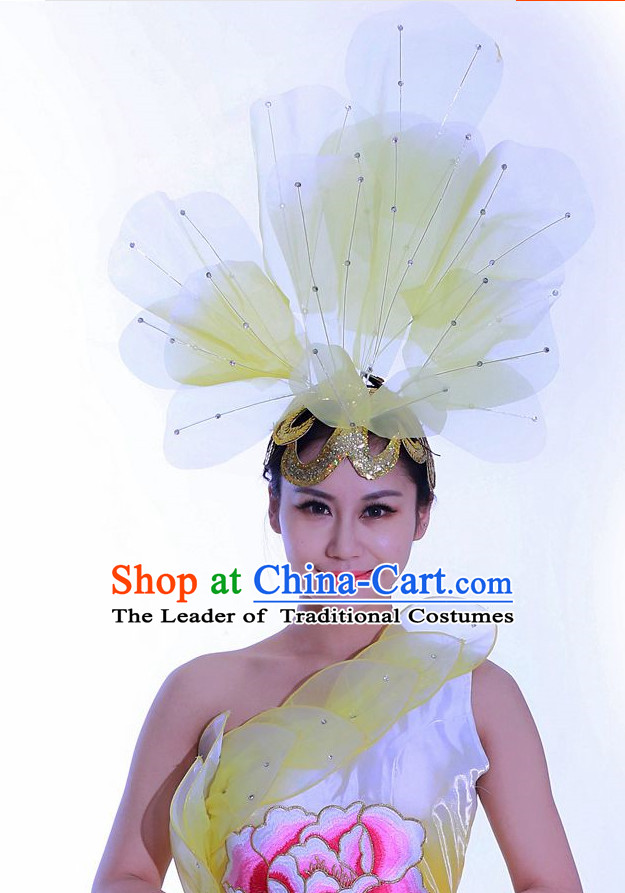 Yellow Chinese Folk Dance Headdress Headpieces