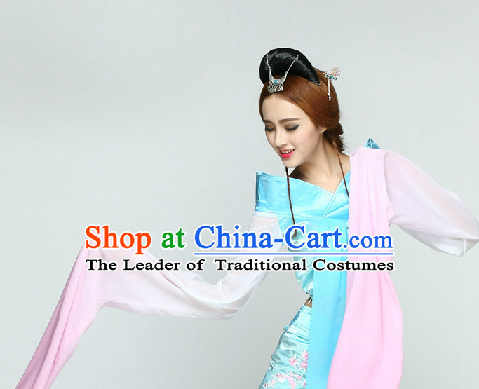 Long Sleeves Chinese Classical Quality Dance Costumes and Headdress Complete Set for Women