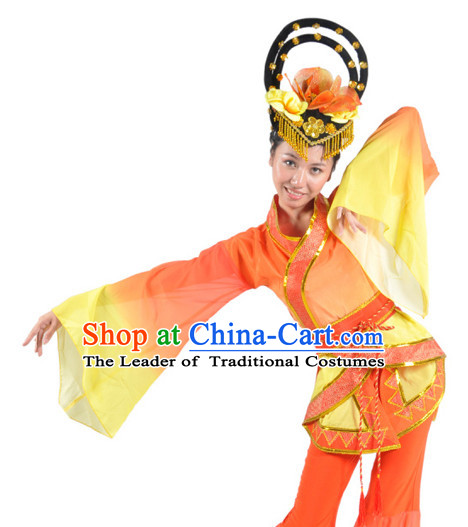 Chinese Quality Classical Dance Costume and Headwear Complete Set for Girls