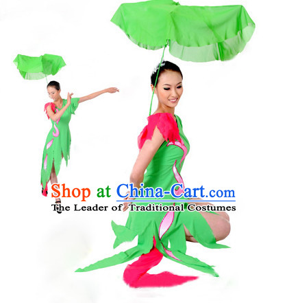 Chinese Quality Lotus Dance Costume and Headwear Complete Set for Girls