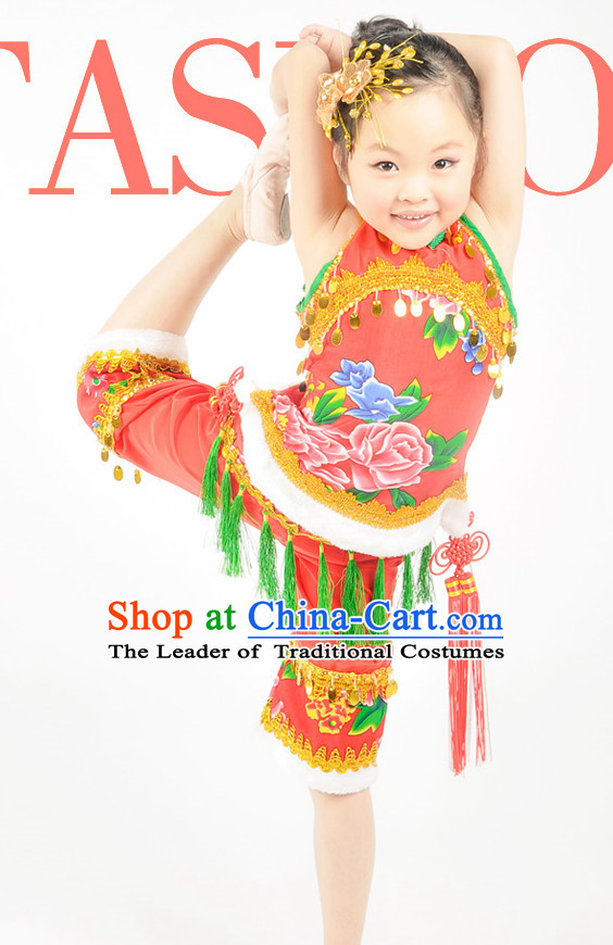 Chinese Kids Folk Dance Costumes for Competition