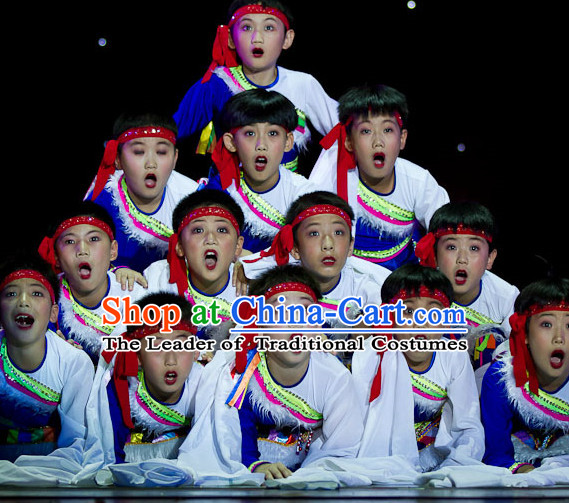 Chinese Kids Folk Tibetan Dance Costumes for Competition