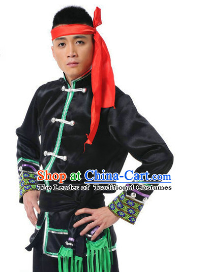 Chinese Folk Ethnic Dance Costume Complete Set for Men