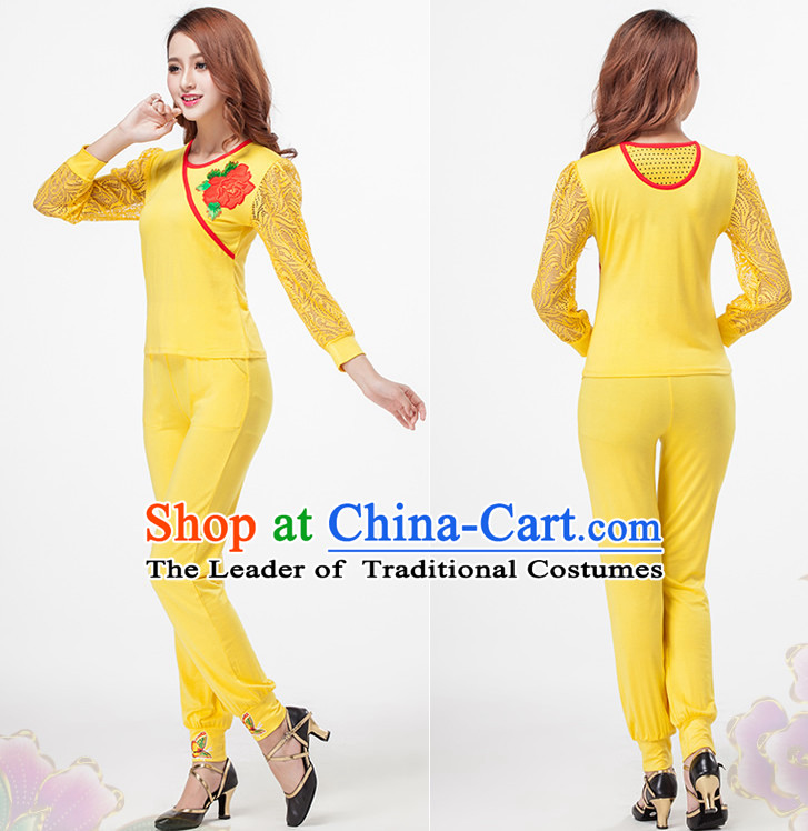 Yellow China Style Modern Dance Costume Ideas Dancewear Supply Dance Wear Dance Clothes Suit