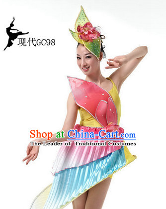 Chinese Folk Dancing Costume and Hair Accessories Complete Set for Women