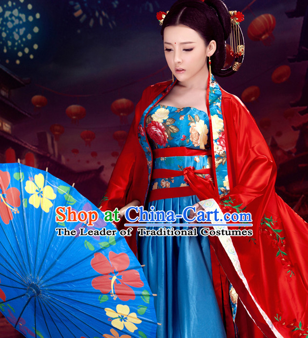 Red Beauty Ancient Hanfu Dress Complete Set for Women