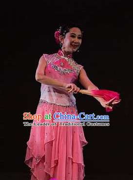 Chinese Traditionial Fan Dance Costume for Women