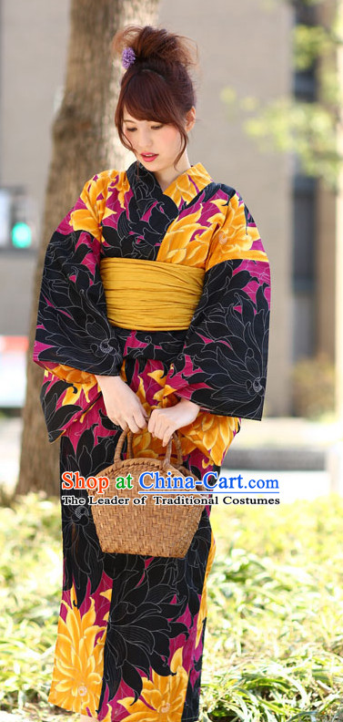 Top Authentic Traditional Japanese Kimonos Kimono Dress Yukata Clothing Robe Garment Complete Set for Women Ladies Girls