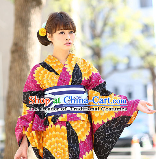 Top Authentic Traditional Japanese Kimonos Kimono Dress Yukata Clothing Robe Garment Complete Set for Women Ladies Girls