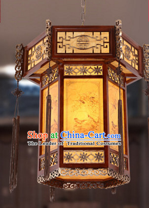 Chinese Ancient Handmade and Carved Natural Wood Palace Hanging Lantern