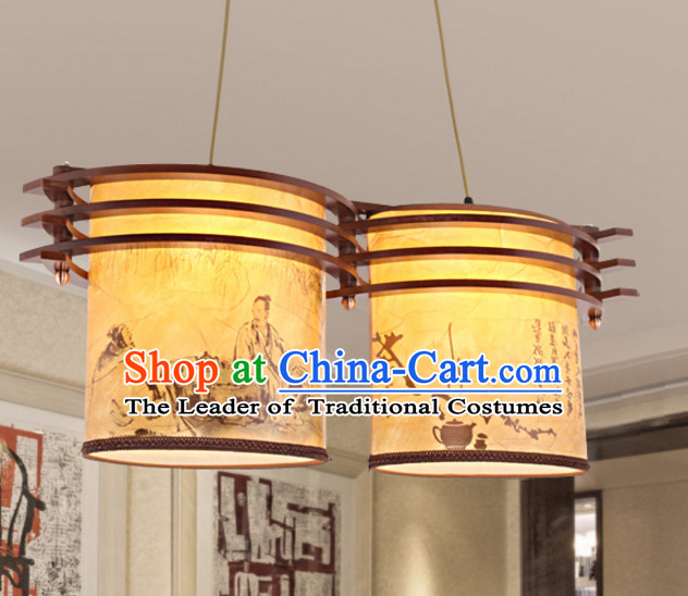 Chinese Ancient Handmade and Carved Natural Wood Hanging Palace Lantern