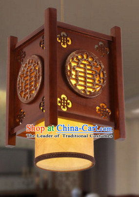 Chinese Ancient Handmade and Carved Natural Wood Hanging Palace Lantern