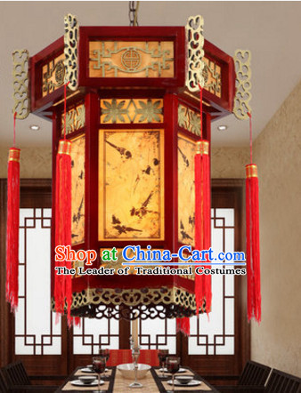 Chinese Classical Handmade and Carved Natural Wood Hanging Palace Lantern