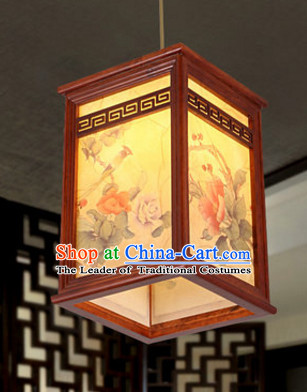 Chinese Classical Handmade and Carved Natural Wood Hanging Palace Lantern