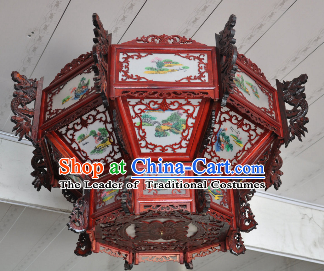 Chinese Classical Handmade and Carved Octagonal Hanging Dragon Palace Lantern