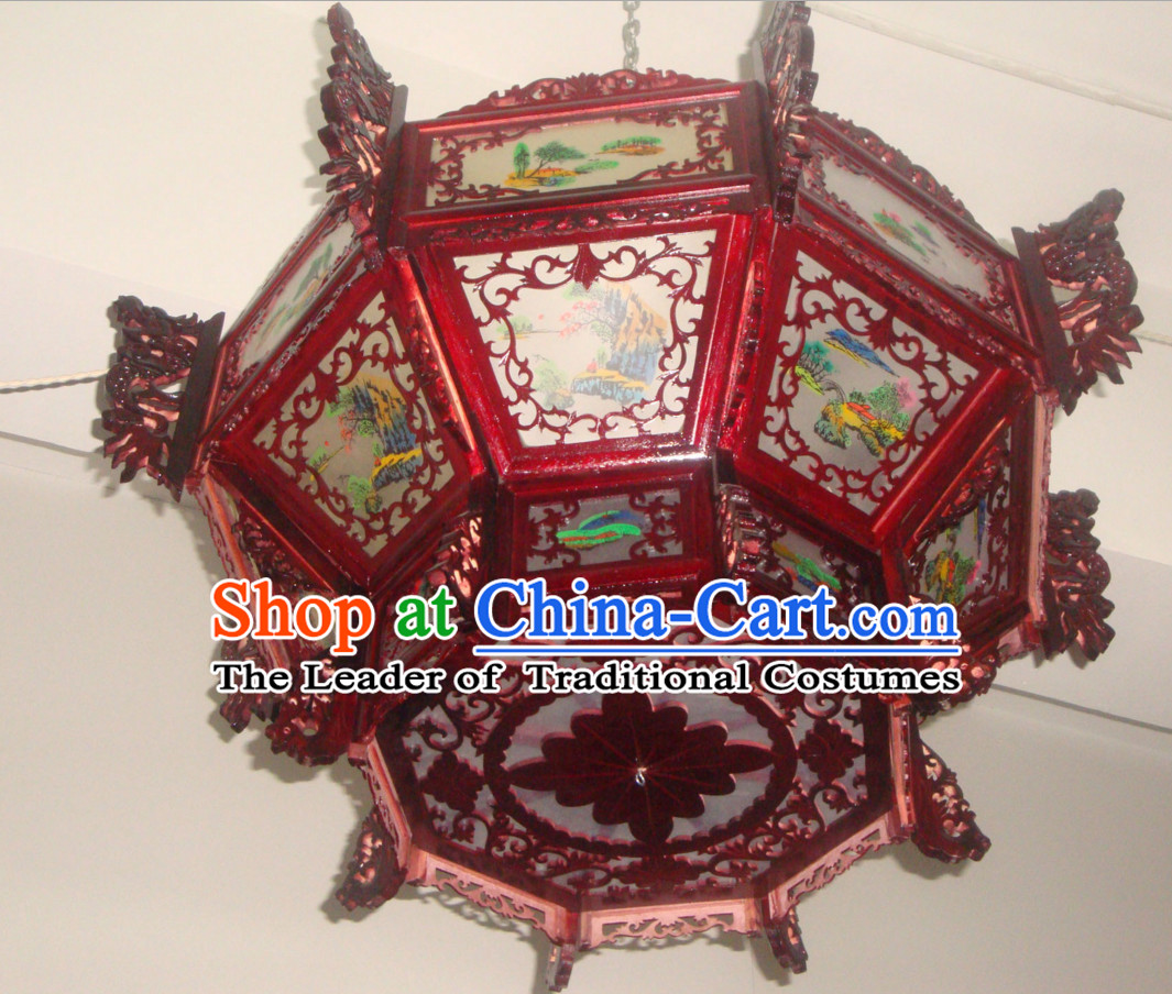 Chinese Classical Handmade and Carved Octagonal Dragon Hanging Palace Lantern