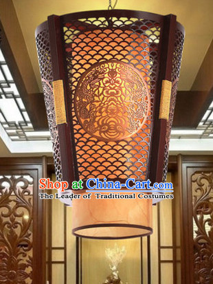 Traditional Chinese Classical Natural Wood and Carved Hanging Palace Lantern