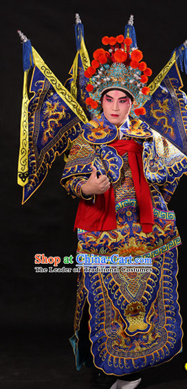 Ancient Chinese Opera Embroidered Dragon General Costumes Complete Set