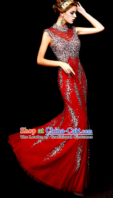 Top Chinese Red Wedding Dresses Evening Dress for Brides