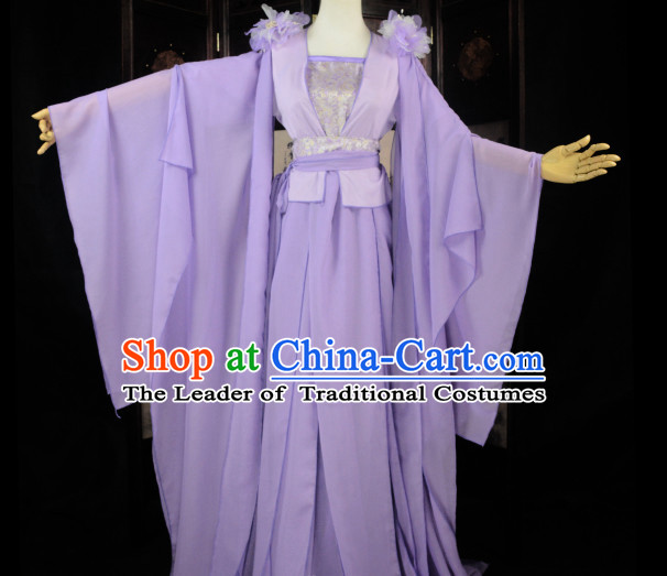 Purple Traditional Chinese Classical Fairy Costumes Complete Set for Women or Girls