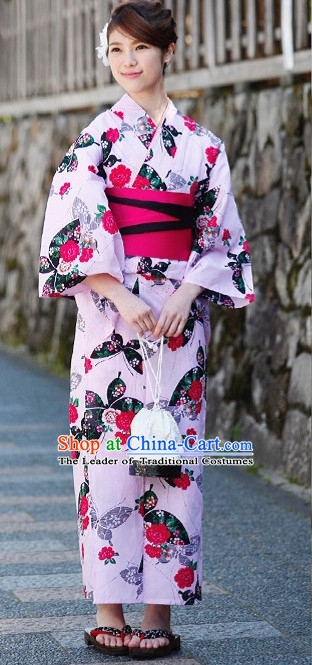 Traditional Japanese Kimono Fashion Furisode Yukata Clothing Stain Robe Dress online Complete Set for Women