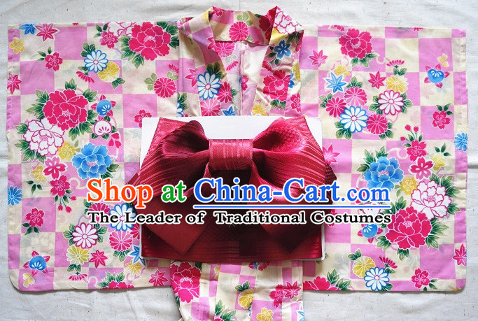 Traditional Authentic Japanese Kimono Kimonos Dress Fashion Furisode Yukata Clothing Robe online Complete Set for Women