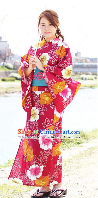 Traditional Authentic Japanese Kimono Kimonos Dress Fashion Furisode Yukata Clothing Robe online Complete Set for Women