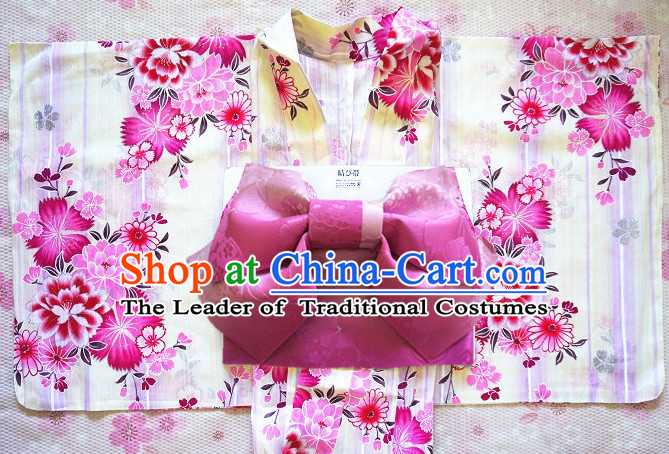 Traditional Authentic Japanese Kimono Kimonos Dress Fashion Furisode Yukata Clothing Robe online Complete Set for Women