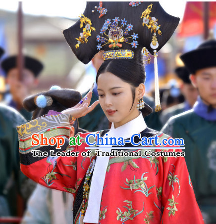 Qing Dynasty Manchu Empress Wigs and Head Wear Headpieces