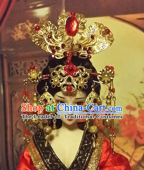 Tang Dynasty Wu Zetian Emperor Crown Headpieces Hair Accessories Set