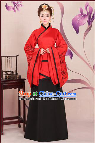 Ancient Chinese Palace Empress Costumes Complete Set, Han Dynasty, Ancient Palace Wedding Princess Hanfu Dress Suits For Women