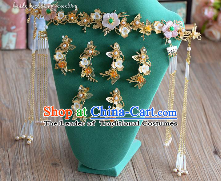 Chinese Ancient Style Hair Jewelry Accessories, Hairpins, Princess, Hanfu Xiuhe Suit Wedding Bride Hair Accessories Set for Women