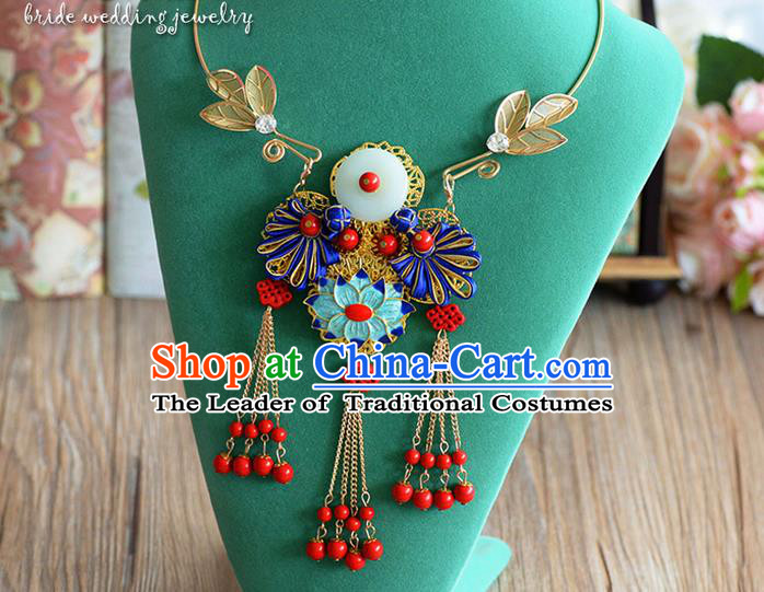 Chinese Ancient Style Hair Jewelry Accessories, Hanfu Xiuhe Suit, Wedding Bride Necklaces for Women