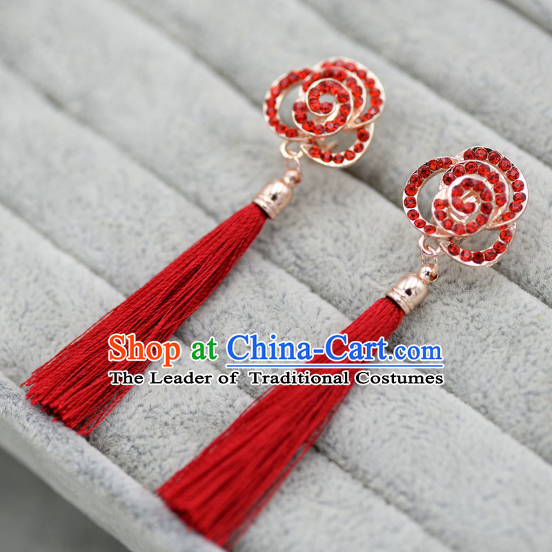 Chinese Ancient Style Accessories, Earrings, Hanfu Xiuhe Suit Wedding Bride Crystal Earrings for Women