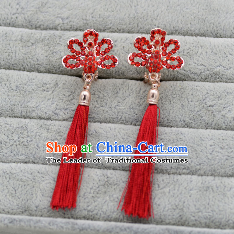 Chinese Ancient Style Accessories, Earrings, Hanfu Xiuhe Suit Wedding Bride Crystal Earrings for Women