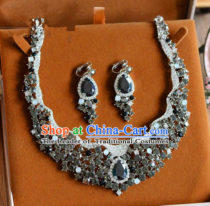 Traditional Jewelry Accessories, Palace Princess Necklace, Wedding Accessories, Baroco Style Crystal Earrings for Women