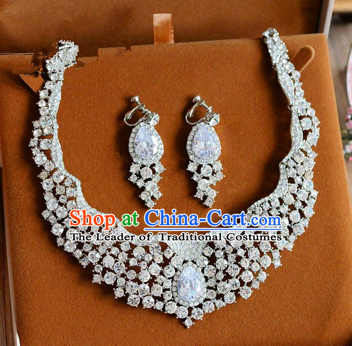 Traditional Jewelry Accessories, Palace Princess Necklace, Wedding Accessories, Baroco Style Crystal Earrings for Women